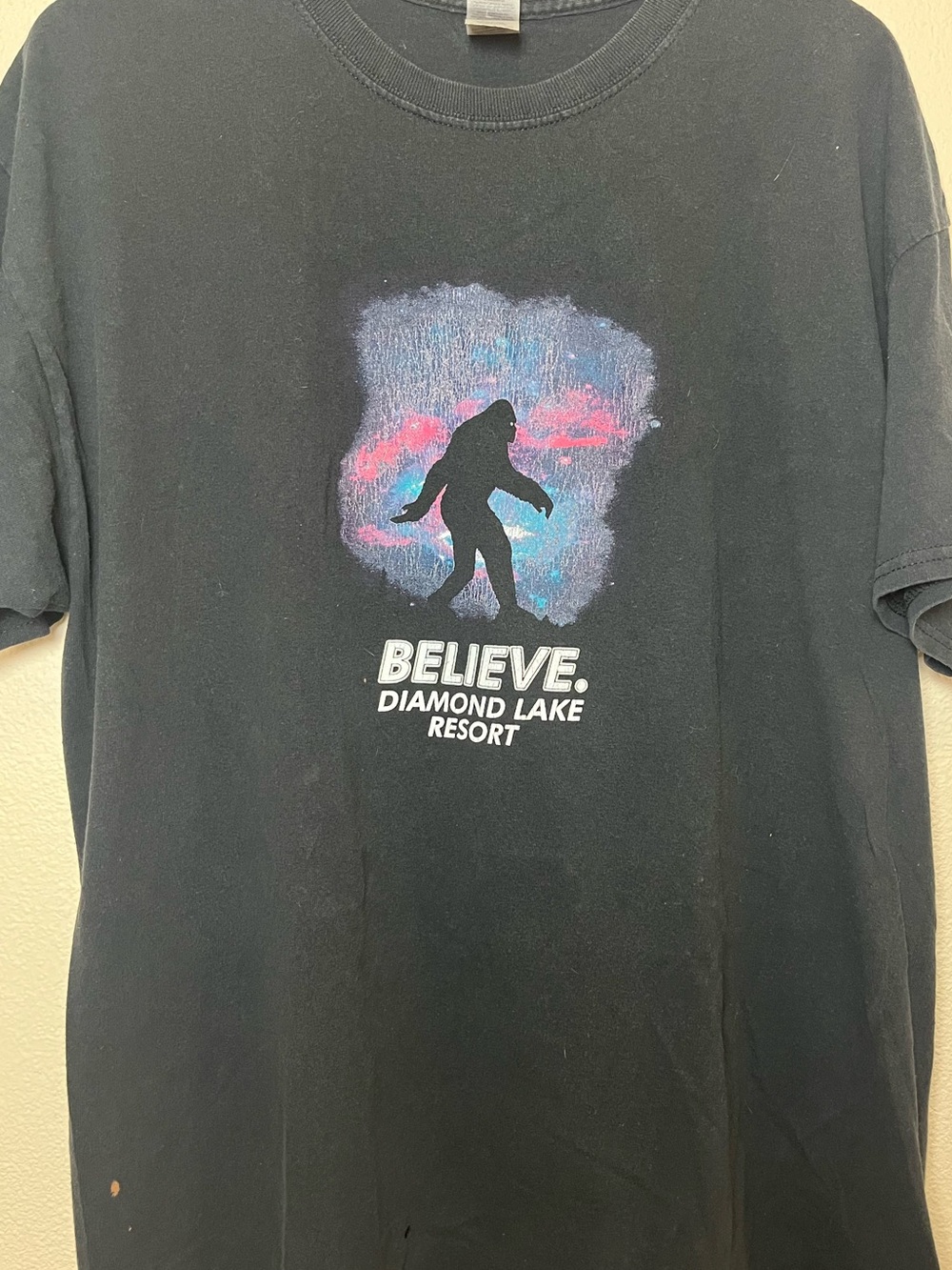 Vintage Sasquatch Believe Diamond Lake Resort Black Graphic Tee